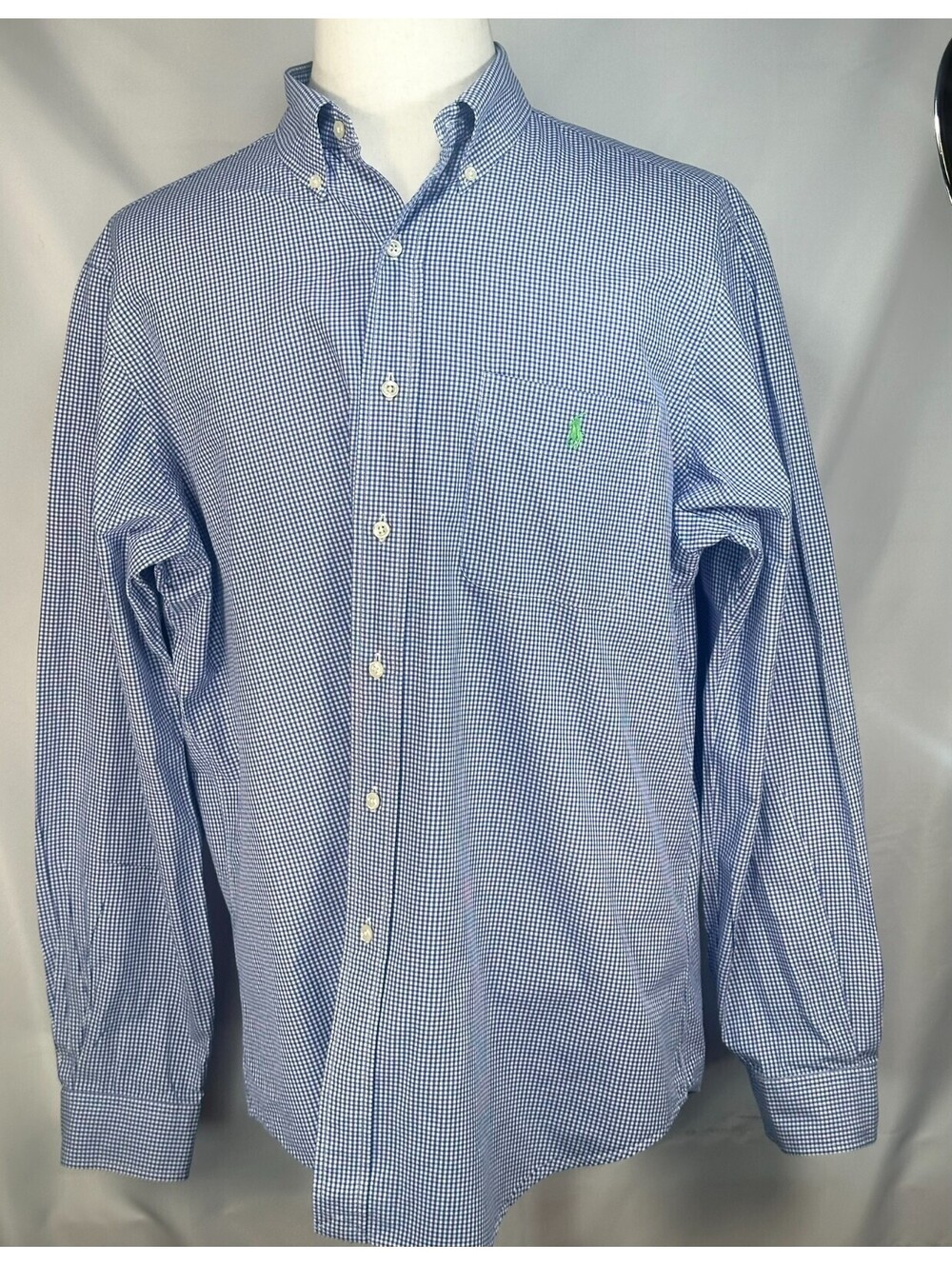 Ralph Lauren Classic Fit Check Oxford Button Up Blue Mens L